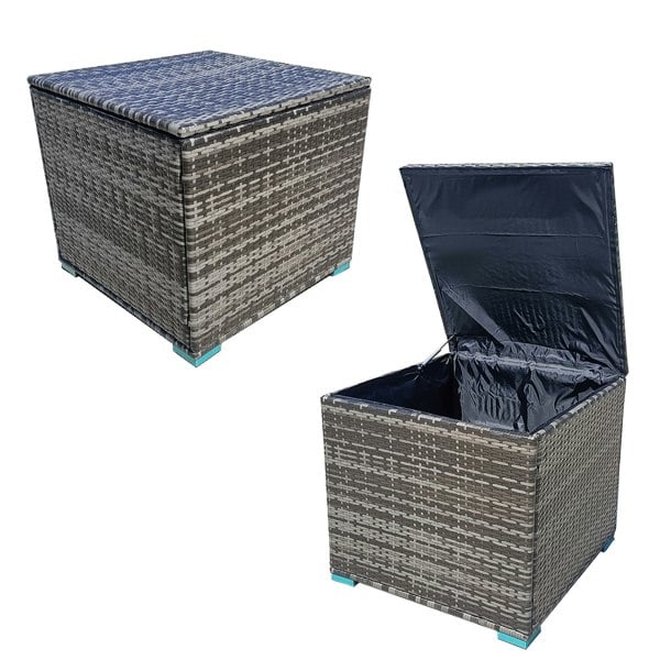 Furniture One Rattan Garden Waterproof Storage Box with Lid - 333L Wicker Outdoor Storage Basket Box Organiser - Gas Pressure Spring