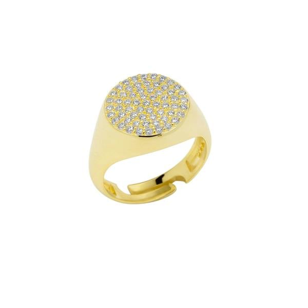 Spero London Sterling Silver Round Pave Signet Ring