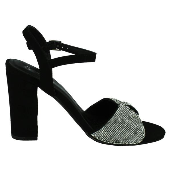 Spot On Ladies Spot On Ankle Strap Diamante Chunky High Heels F12050
