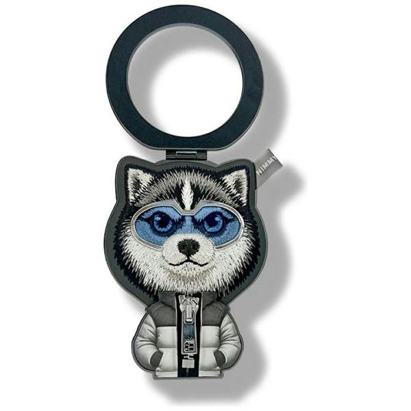 Nimmy Friends Nimmy Cool & Cute 2.0 Husky Embroidery Magnetic Stand with MagSafe Grey - N-KM-BSZJ-017