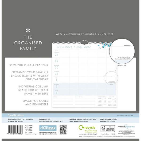 The Organised Family Planner 2027, Family Planners, Week To View, Family, Gift