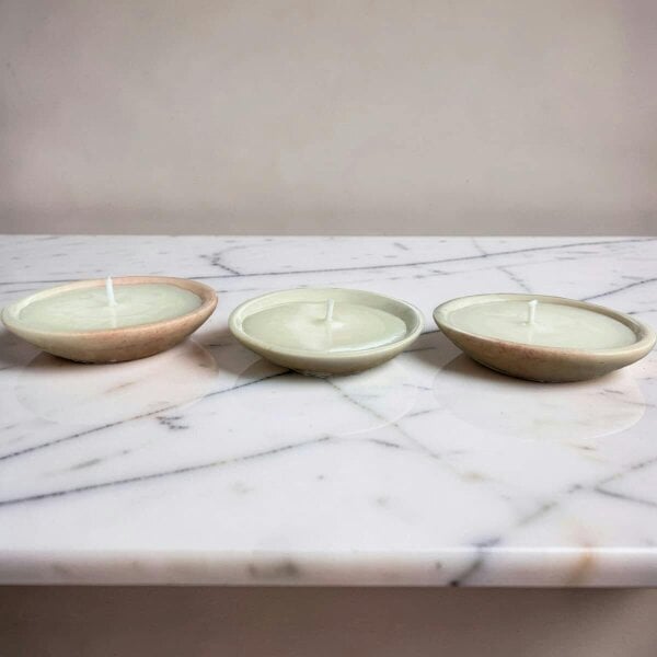 Ralph’s Orchard Vintage Carved Soapstone Pot Candle - Set of 3