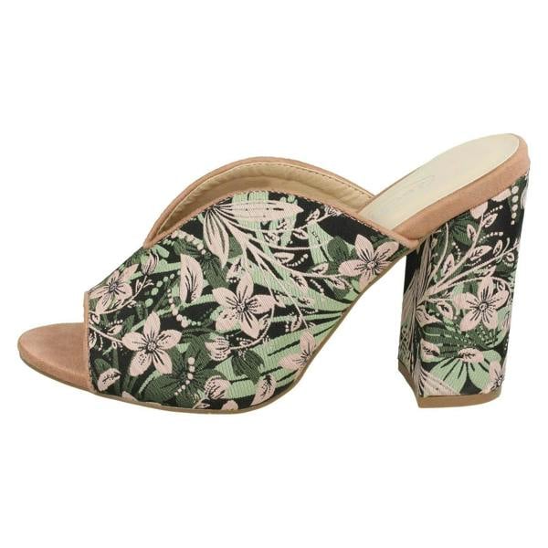 Spot On Ladies Spot On High Chunky Heel Mules
