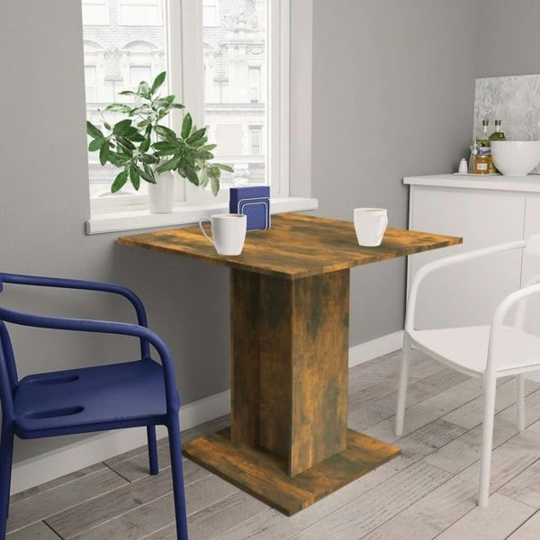 Berkfield Dining Table Smoked Oak 80x80x75 cm Engineered Wood