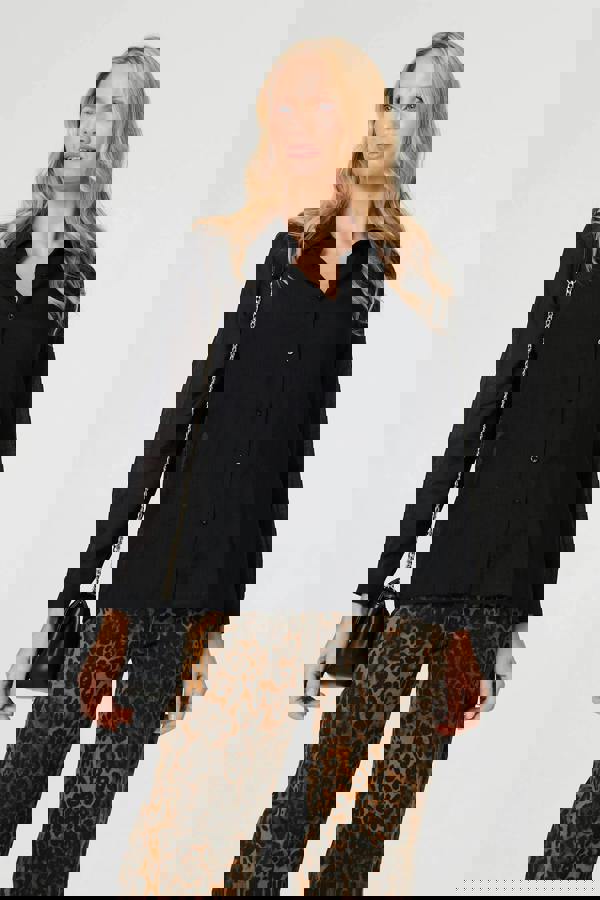 Black | Long Sleeve Button Front Shirt