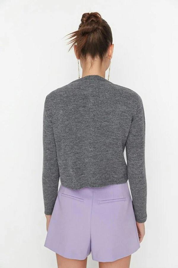 WOVCOR 2-Piece Crop Soft-Textured Knit Blouse-Cardigan Set