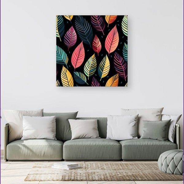 Warren Reed Colourful Leaves Pattern Canvas