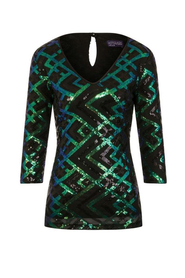 HotSquash Sequin V Neck Top