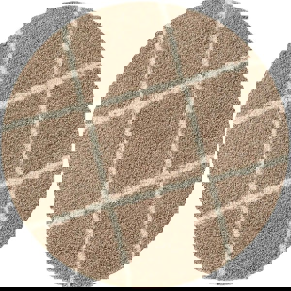 Diamond Design Thick Shaggy Area Rugs Beige