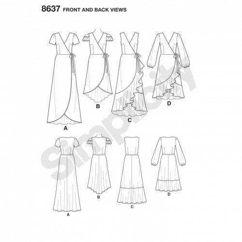 Simplicity Sewing Pattern 8637, Dresses for Women, H5 (6-8-10-12-14) - Intermediate
