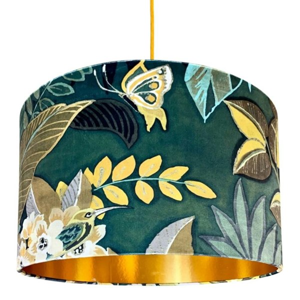 Love Frankie Hawk Moth Velvet Lampshade With Gold Lining