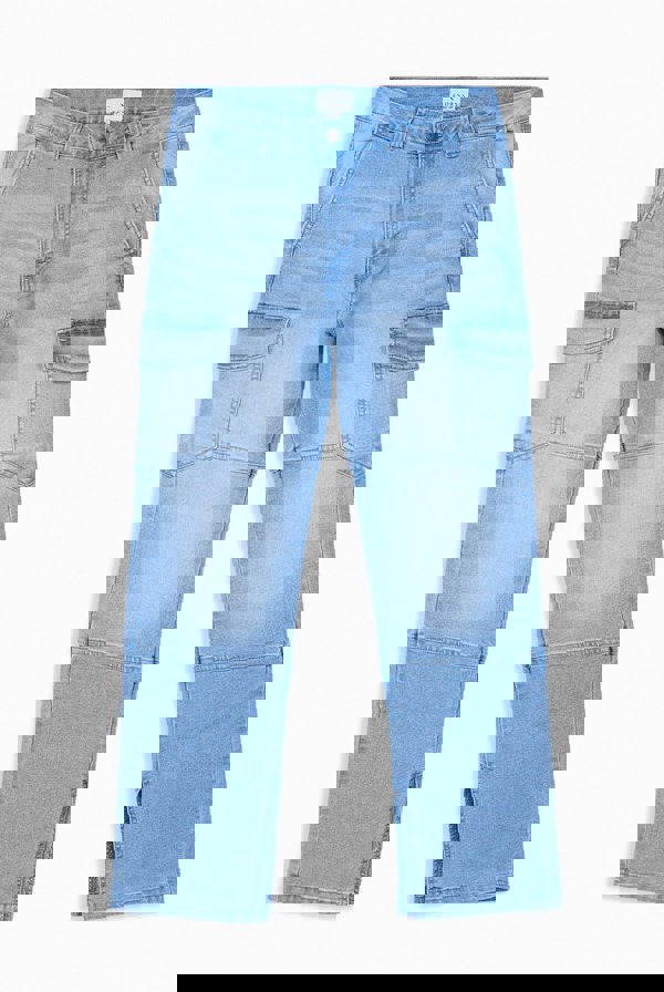 ENORSIA Light Blue Relaxed Utility Side Slit Jeans