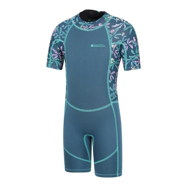 Mountain Warehouse Childrens/Kids Shorty Printed Wetsuit - Dark Teal - 