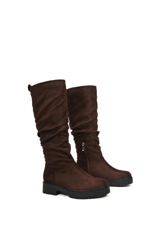 XY LONDON Chunky Sole Slouchy Knee High Boots