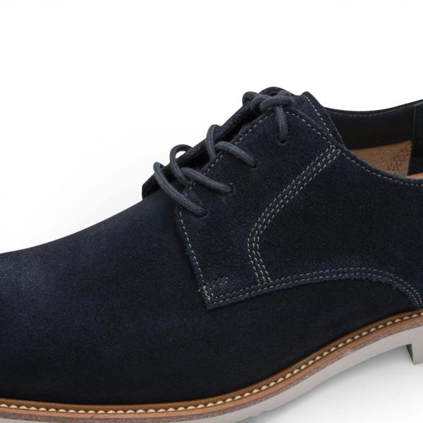 Tamaris Men's Navy Blue Suede Leather Plain Toe Derby Shoes