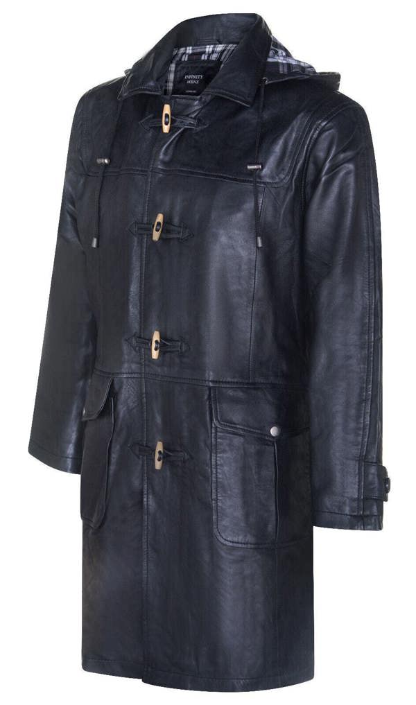 Infinity Leather Mens Leather Duffle Classic Coat-Aylesbury