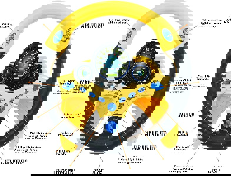 deAO Toys Children's Educational Toys Car Back Seat Driving Steering Wheel Simulation Driving Steering Wheel Toy Yellow