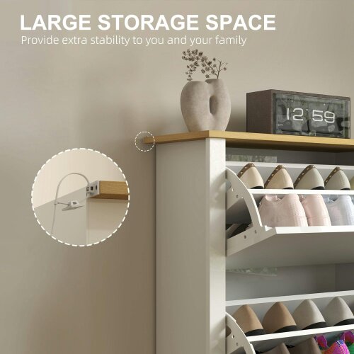 Wyld Haus Dorane Lake High Gloss White Slim Shoe Cabinet With 3 Flip Drawers