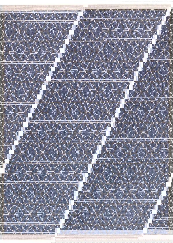 Trailing Leaves Design Reversible Outdoor Rug in Grey & Blue