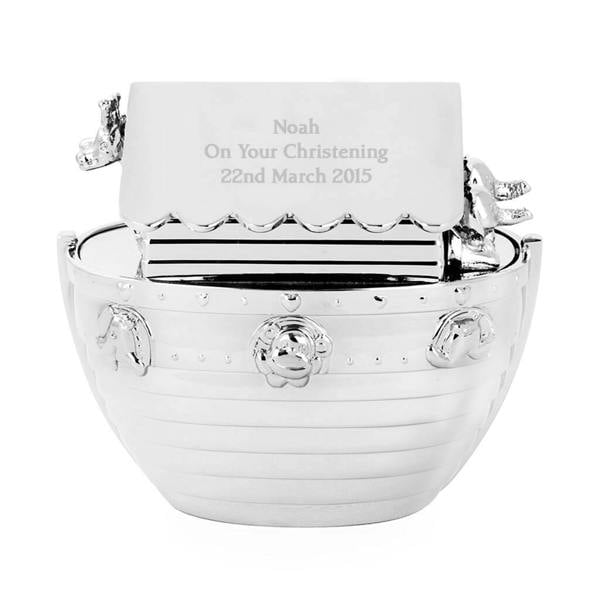 Personalised Silver Noah’s Ark Money Box - lifestyle shot