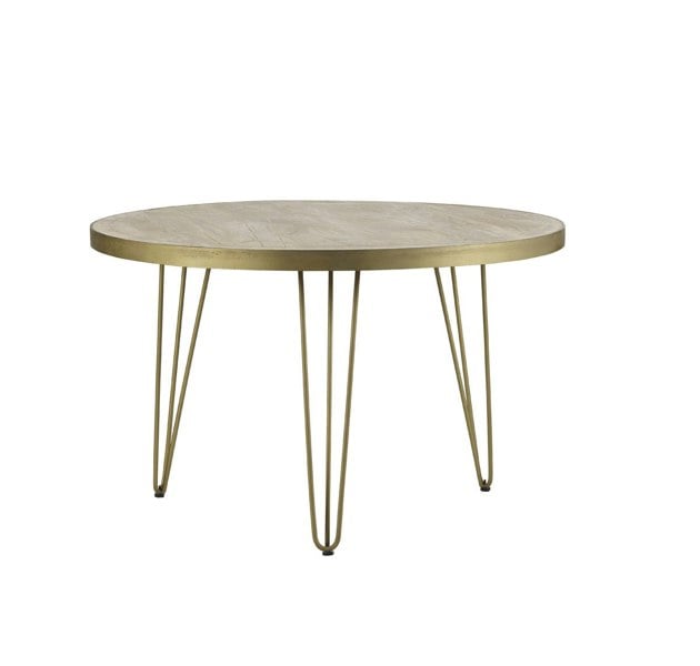 IH Design Round Solid Wood Dining Table 4 Seats Barbuto Light Mango