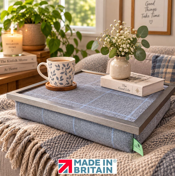 Made in the Mill Luxury Setter Grey Tweed Lap Tray with Bean Bag Base