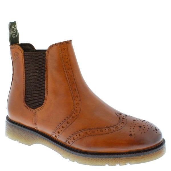Frank James Warkton Leather Pull On Mens Brogue Chelsea Boots