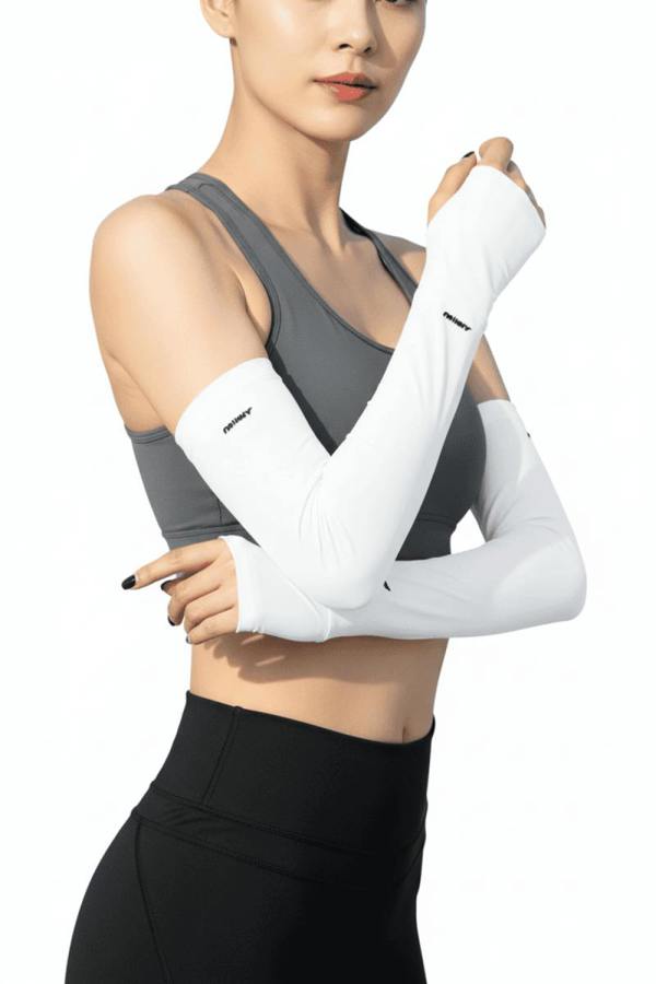 Anniou Women's UV Cooling Arm Sleeves - White