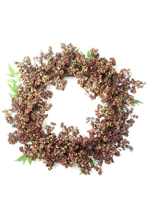 Dyzi Large Black Red Berry Decorative Door Wreath 55cm