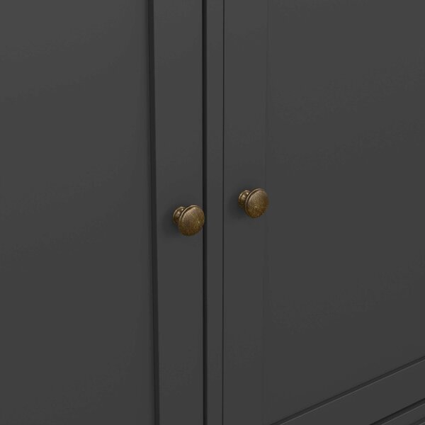 Wyld Haus Osaka Farmhouse Dark Grey Wooden Sideboard 3 Doors 3 Drawers