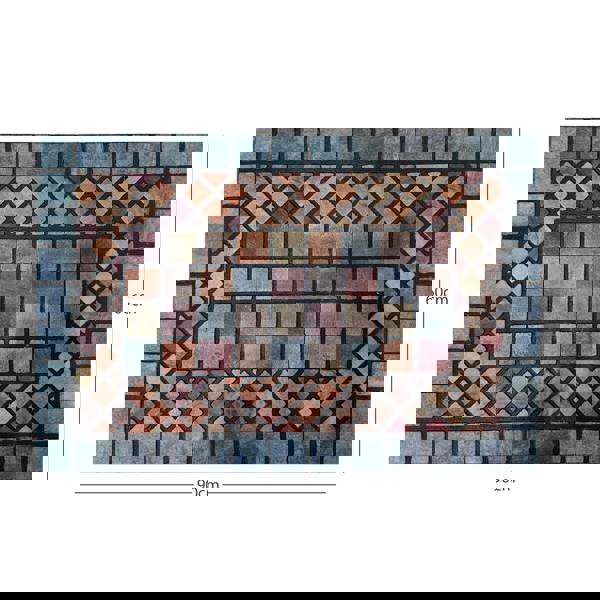 Nicoman Elegant Tile Effect Doormat - Blue Edge