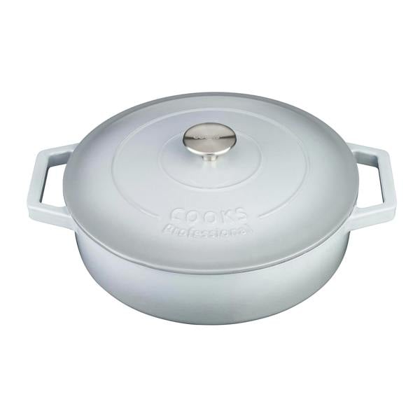 Cooks Professional 28cm Shallow Cast Iron Casserole | Grey