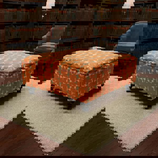 Handmade square pouffe with wooden legs for modern UK interiors