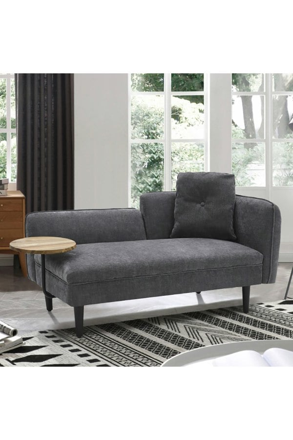 Living and Home Linen Chaise Lounge with Tray Table