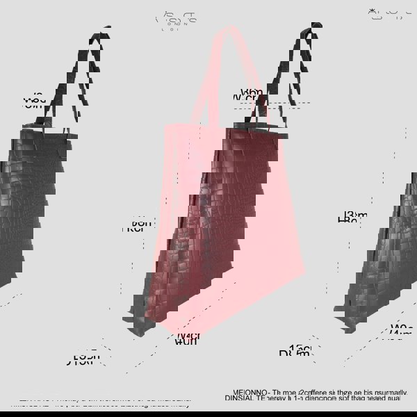 Assots London 'FREYA' Burgundy Semi Structured Unlined Croc Leather Tote Bag