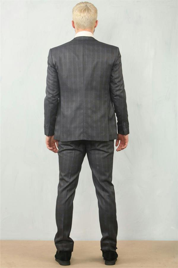 Infinity Leather Men's 3 Piece Prince Of Wales Charcoal Suit Workwear