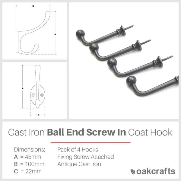 Ball End Screw In Coat Hook