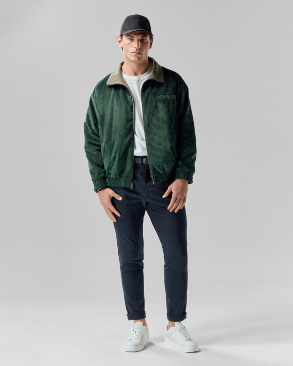 Frolickers Reversible Corduroy Bomber Jacket - Olive / Evergreen