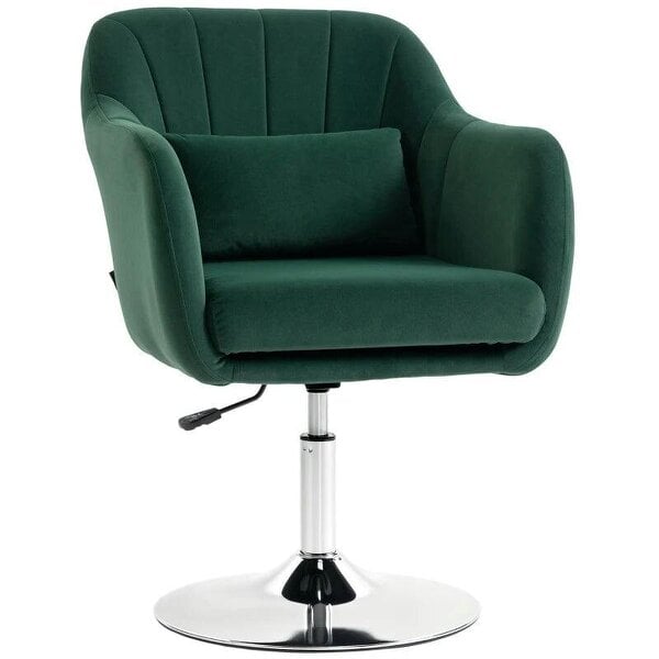 Bobobiy Retro Velvet Swivel Tub Chair with Steel Frame, Cushion Seat, Dark Green