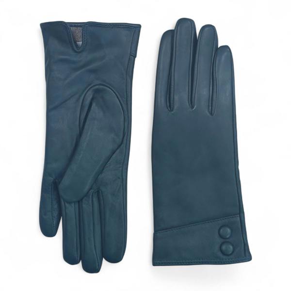 Infinity Leather Womens Italian Leather Winter Button Design Soft Wool Lining Gloves - L-GLV-501