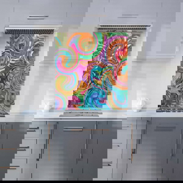 Warren Reed - Designer Colourful Wave Pattern Kitchen Splashback