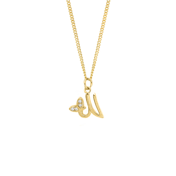 Say It With Dainty Winged Initial Charm Necklace - Sterling Silver