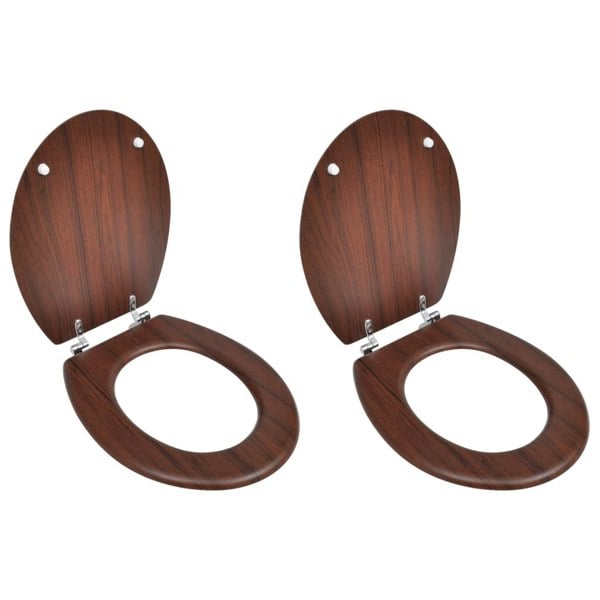 Berkfield Toilet Seats with Lids 2 pcs MDF Brown