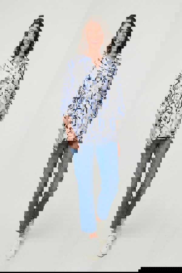 White | Floral Sequin Embellished Blouse Top
