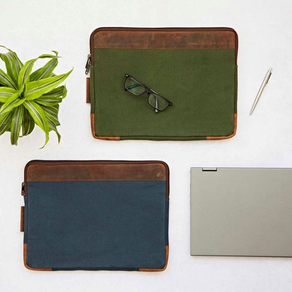 Paper High Leather And Canvas 17 inch Laptop Case