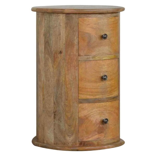 Wyld Haus Amalfi 3 Drawer Wooden Drum Bedside Table