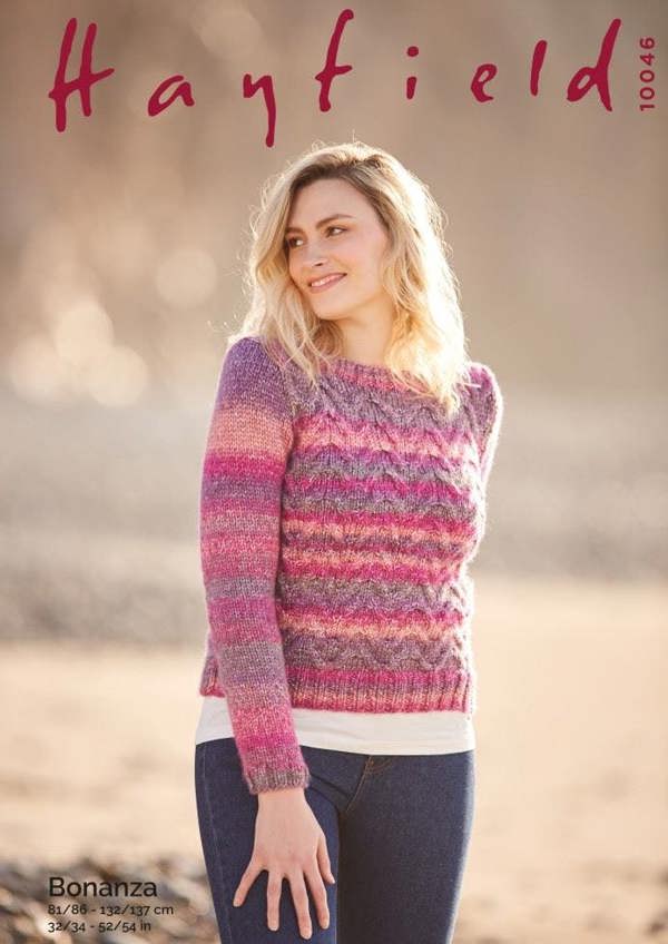 Hayfield Bonanza Chunky Knitting Pattern 10046, Sweaters for Women, 32 - 54 Inches