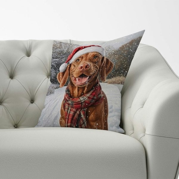 Warren Reed Christmas Vizsla Cushion