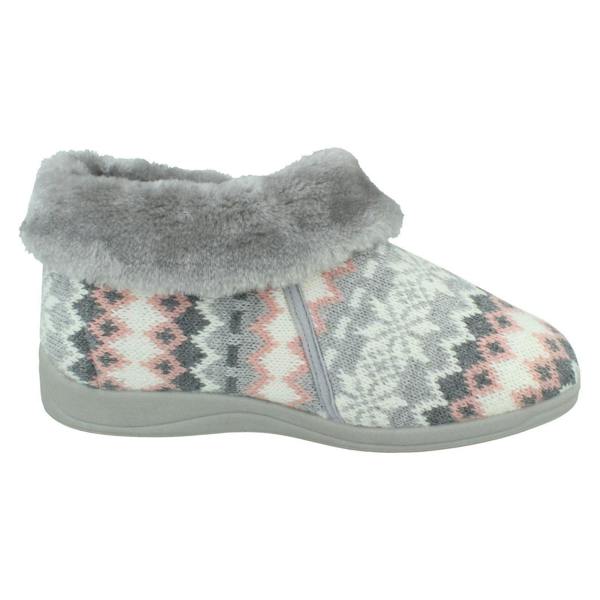 Rosebank Ladies Rosebank Memory Foam Norwegian Print Bootee Slippers Penny