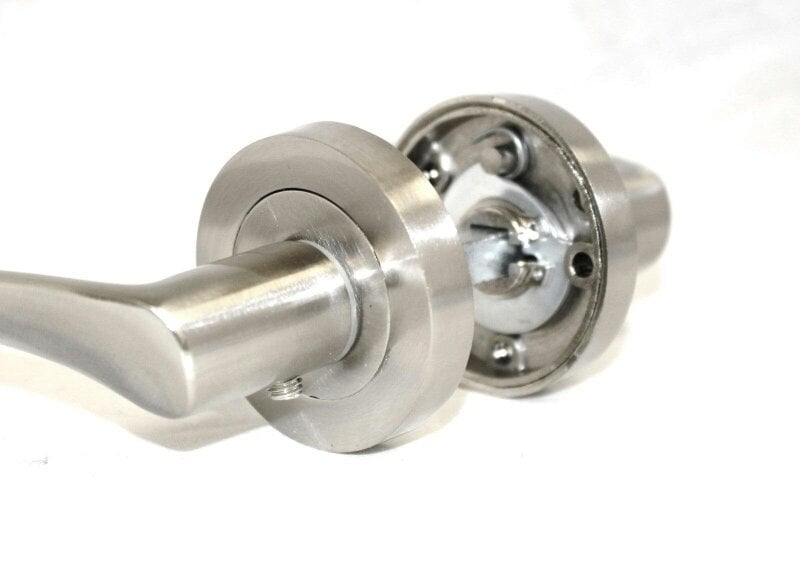EDH Door Hardware Satin Nickel Twist Door Handles + Latches Set Internal Lever on Rose 1 Pair